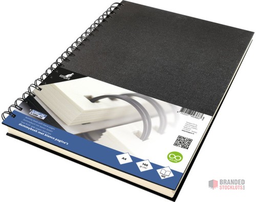 Kangaro Sketchbook - A4 Size - Linen Cover - Black - Spiral Bound - 160 Blank Pages - 140gsm Ivory Paper - K-5307. - thumbnail image - Premier B2B Stocklot Marketplace