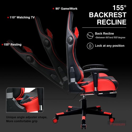 Bulk GTRACING Gaming Chair with Footrest and Bluetooth Speakers - Red" - thumbnail image - Premier B2B Stocklot Marketplace