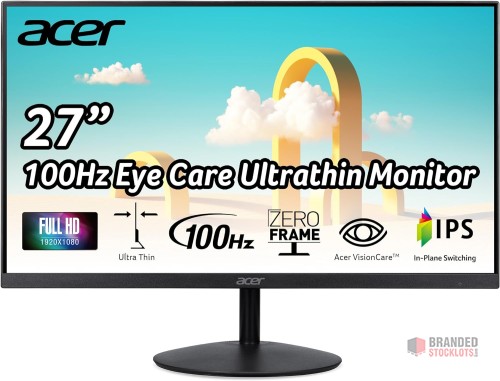 Stocklot - Acer SB272 EBI 27" Full HD IPS Monitor - Seamless Gaming and Office Use - thumbnail image - Premier B2B Stocklot Marketplace