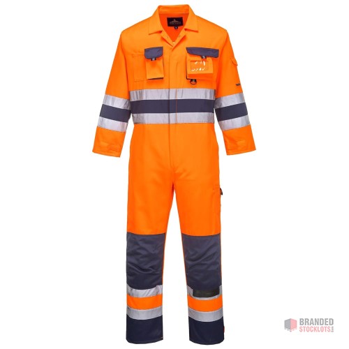 Portwest TX55 Nantes Hi-Vis Overall, Orange/Navy, Size XL - thumbnail image - Premier B2B Stocklot Marketplace