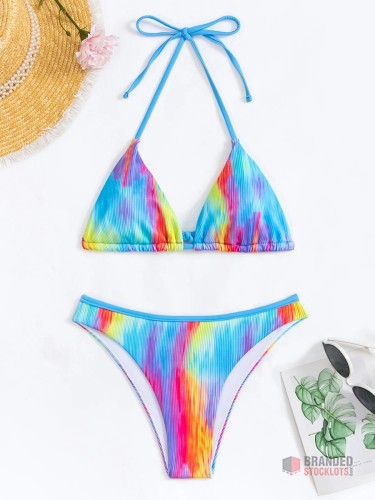 Ribbed Triangle String Bikini 2023 Women Halter Swimsuit Sexy Swimwear Female Bathers Bathing Swimming Swim Suit Beachwear - thumbnail image - Premier B2B Stocklot Marketplace