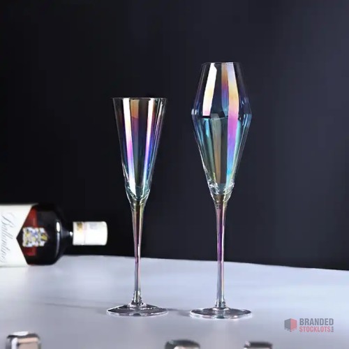 Luxury Electroplated Champagne Flute Glasses - Colorful and Elegant - thumbnail image - Premier B2B Stocklot Marketplace