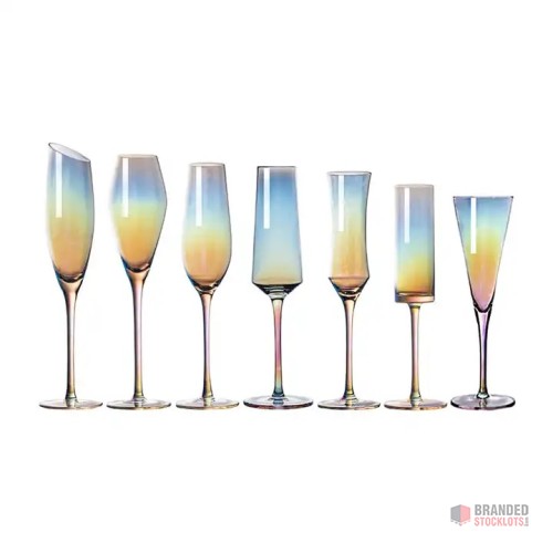 Luxury Electroplated Champagne Flute Glasses - Colorful and Elegant - thumbnail image - Premier B2B Stocklot Marketplace