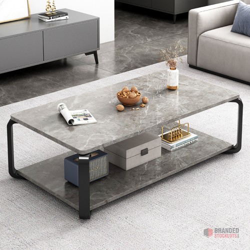 Luxury Marble Wood Coffee Table with Iron Legs - Ideal for Modern Living Spaces - thumbnail image - Premier B2B Stocklot Marketplace