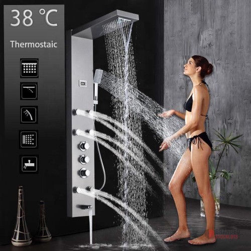 Premium Stainless Steel Wall Mounted Black Shower Column – Hotel's Modern Design - Premier B2B Stocklot Marketplace