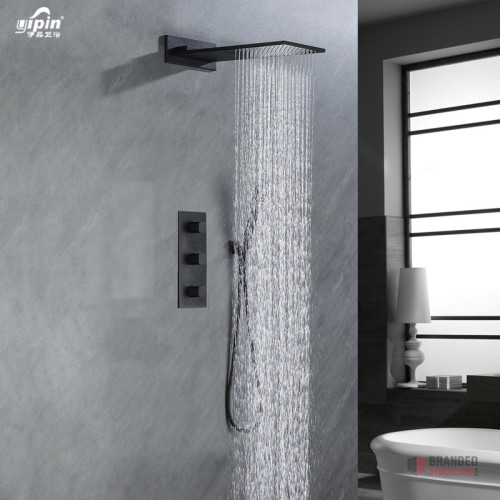 Elevate Your Bathroom Experience with In-Wall Concealed Luxury Shower Set - Black/Gold Finish - thumbnail image - Premier B2B Stocklot Marketplace