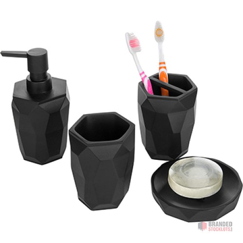 Premium Hotel Bathroom Accessories Set – Elegant Black Marble Stone Design - thumbnail image - Premier B2B Stocklot Marketplace