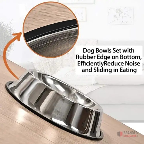 PawFeast Stainless Steel Non-Slip Pet Bowls with Paw Print - thumbnail image - Premier B2B Stocklot Marketplace