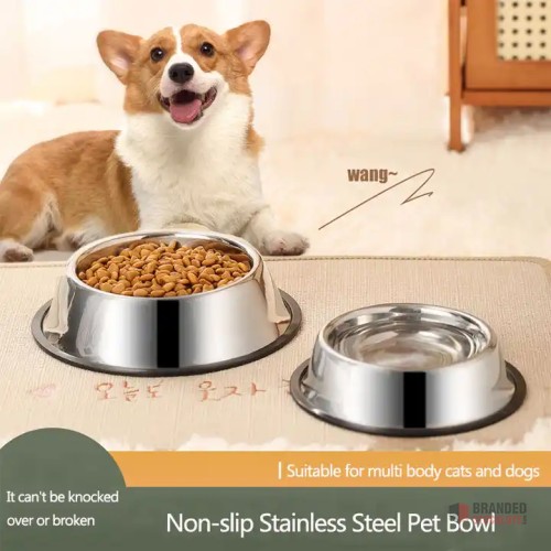 PawFeast Stainless Steel Non-Slip Pet Bowls with Paw Print - thumbnail image - Premier B2B Stocklot Marketplace