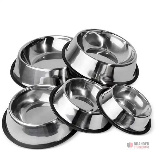 PawFeast Stainless Steel Non-Slip Pet Bowls with Paw Print - Premier B2B Stocklot Marketplace