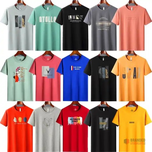 Bulk Lot of Men's Fashionable Short Sleeve T-Shirts - thumbnail image - Premier B2B Stocklot Marketplace