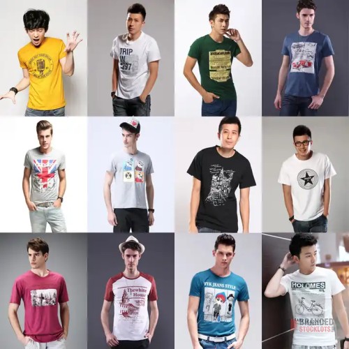 Bulk Lot of Men's Fashionable Short Sleeve T-Shirts - thumbnail image - Premier B2B Stocklot Marketplace