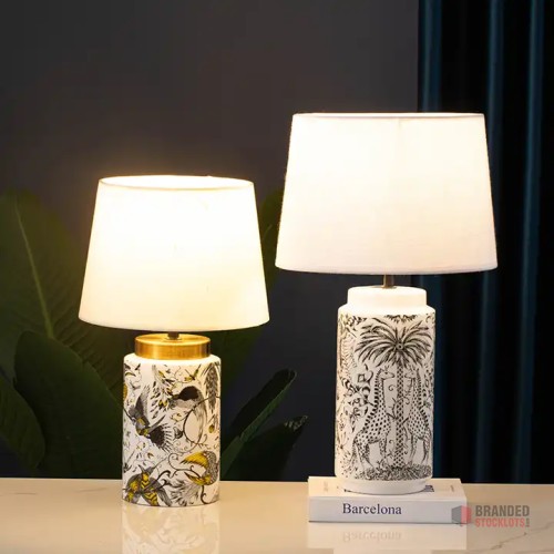 Elegant Avian" Classic Bird Pattern Ceramic Table Lamp - thumbnail image - Premier B2B Stocklot Marketplace