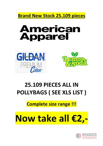 Massive Inventory of Brand New Clothing from American Apparel, Anvil, Lemon & Soda - thumbnail image - Premier B2B Stocklot Marketplace