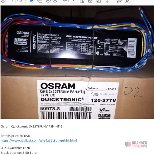 Bulk Availability: Osram Quicktronic Power Supplies - Premier B2B Stocklot Marketplace