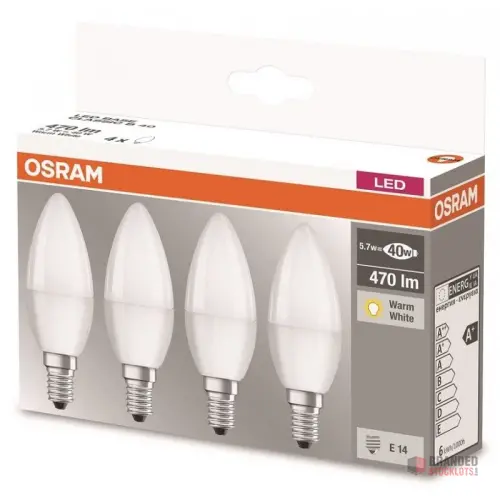 Osram 4x LED BASE Candle Classic E14-B40 5.7W to 40W Equivalent Bulbs - Premier B2B Stocklot Marketplace